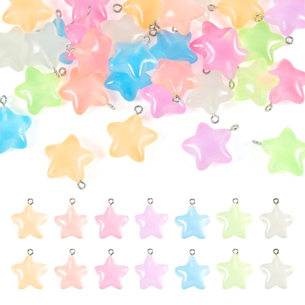 4294 42Pcs Glow in Dark Star Charms Transparent Luminous Star Resin